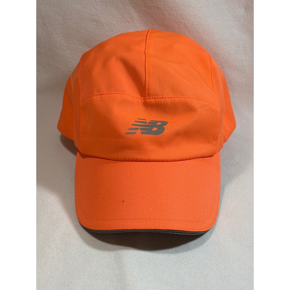New Balance Mens Reflective Orange 5-Panel Performance Running Hat Adjustable